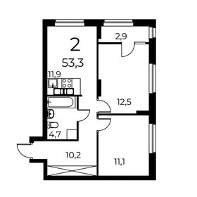 Квартира 53,3 м², 2-комнатная - изображение 1