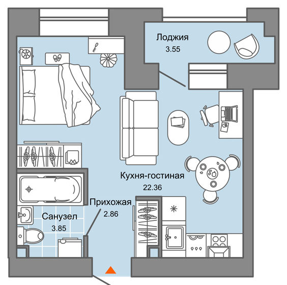 31 м², квартира-студия 3 359 565 ₽ - изображение 1