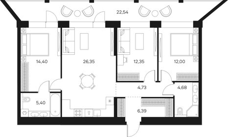 Квартира 98,1 м², 3-комнатная - изображение 1