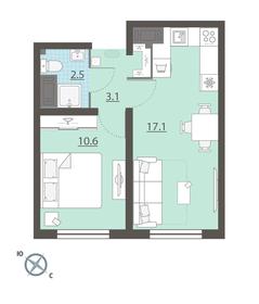 48 м², 1-комнатная квартира 6 300 000 ₽ - изображение 5