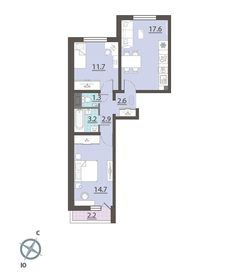 Квартира 55,3 м², 2-комнатная - изображение 1