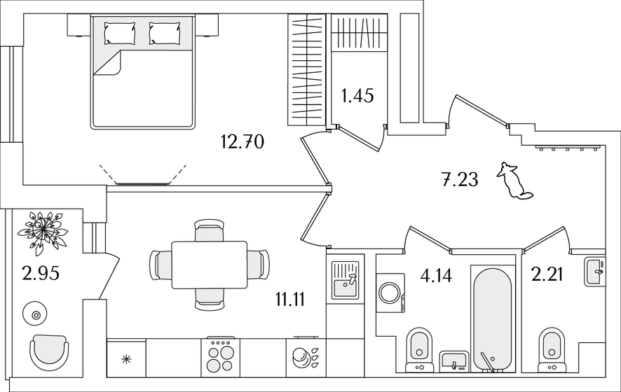 40,3 м², 1-комнатная квартира 8 829 053 ₽ - изображение 1