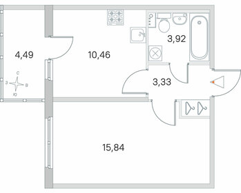 34,7 м², 1-комнатная квартира 7 158 528 ₽ - изображение 11