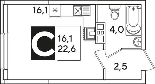 22,6 м², квартира-студия 4 953 920 ₽ - изображение 39