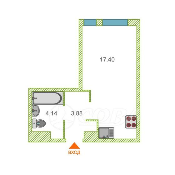 26 м², квартира-студия 5 000 000 ₽ - изображение 1