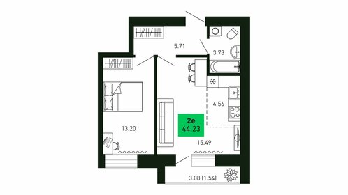 Квартира 44,2 м², 2-комнатная - изображение 1