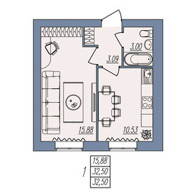 32,1 м², 1-комнатная квартира 3 148 740 ₽ - изображение 35