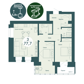 78,6 м², 3-комнатная квартира 19 257 000 ₽ - изображение 4