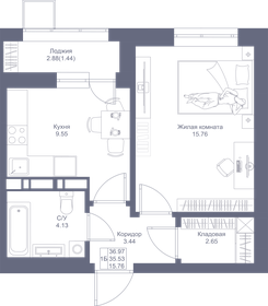 37 м², 1-комнатная квартира 8 909 770 ₽ - изображение 92