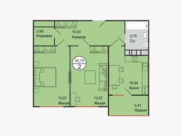 Квартира 59,7 м², 2-комнатная - изображение 1