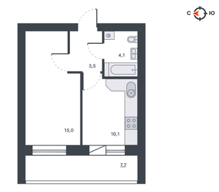 Квартира 40,4 м², 1-комнатная - изображение 2