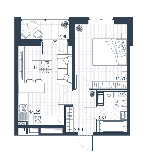 35,3 м², 1-комнатная квартира 5 117 050 ₽ - изображение 1