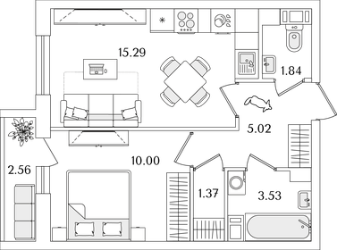 40,5 м², 1-комнатная квартира 8 900 000 ₽ - изображение 74