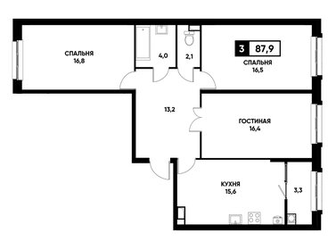 Квартира 87,9 м², 3-комнатная - изображение 1