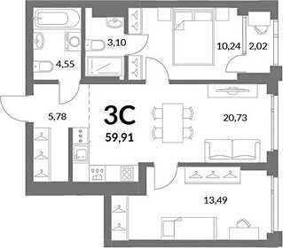 Квартира 60 м², 3-комнатная - изображение 1