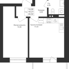 Квартира 44,5 м², 1-комнатная - изображение 3