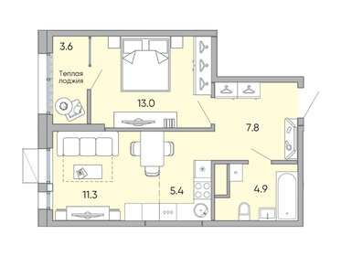 45,9 м², 2-комнатная квартира 6 632 550 ₽ - изображение 35