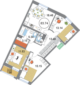 83,7 м², 3-комнатная квартира 21 094 944 ₽ - изображение 48