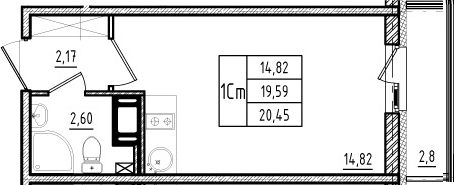 Квартира 21 м², студия - изображение 1