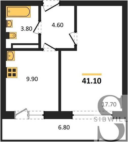 39,4 м², 1-комнатная квартира 4 590 000 ₽ - изображение 1