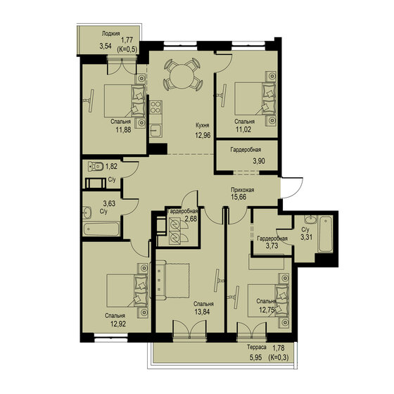 113,7 м², 4-комнатная квартира 20 911 600 ₽ - изображение 1
