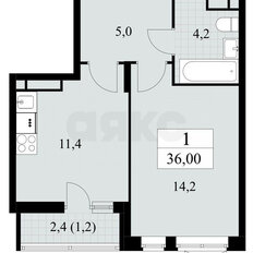 Квартира 36,1 м², 1-комнатная - изображение 2