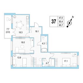 Квартира 95,7 м², 3-комнатная - изображение 1