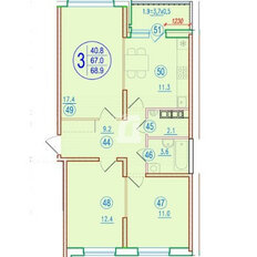 Квартира 68,9 м², 3-комнатная - изображение 2