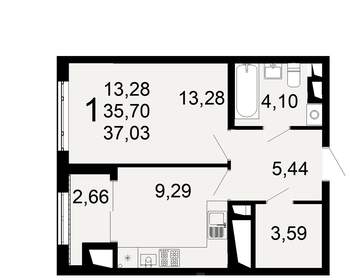 37 м², 1-комнатная квартира 4 100 000 ₽ - изображение 44
