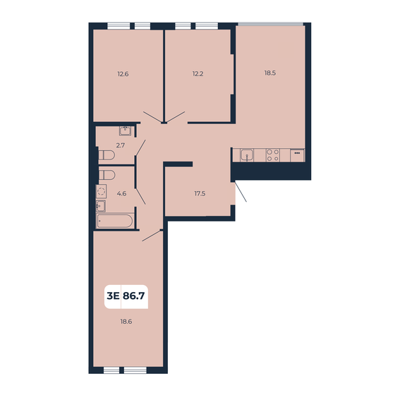 86,7 м², 3-комнатная квартира 9 103 500 ₽ - изображение 1