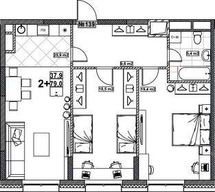 78,5 м², 3-комнатная квартира 15 700 000 ₽ - изображение 23