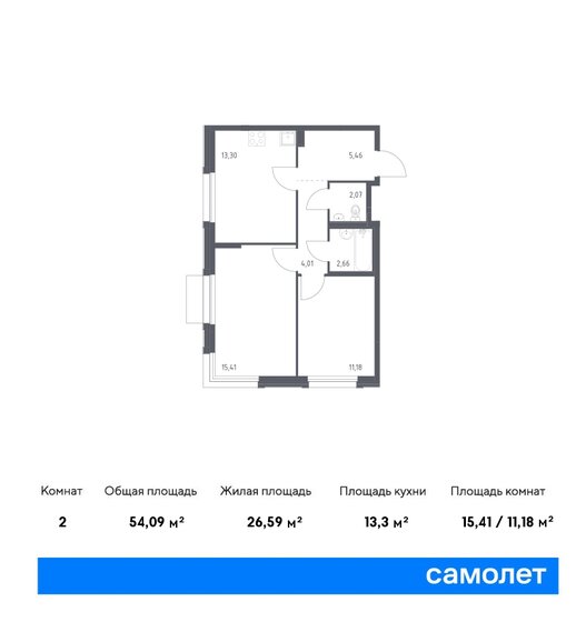 54,1 м², 2-комнатная квартира 10 546 519 ₽ - изображение 1