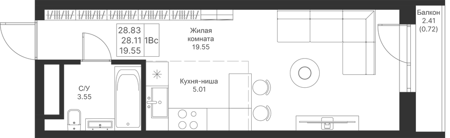 30 м², квартира-студия 6 990 000 ₽ - изображение 76