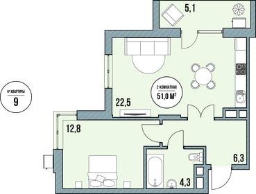 54,6 м², 2-комнатные апартаменты 8 721 000 ₽ - изображение 19