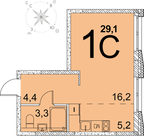 Квартира 29,1 м², студия - изображение 1