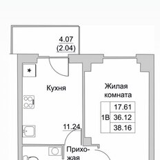 Квартира 38,2 м², 1-комнатная - изображение 2