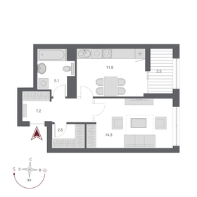 52,5 м², 1-комнатная квартира 11 200 000 ₽ - изображение 2