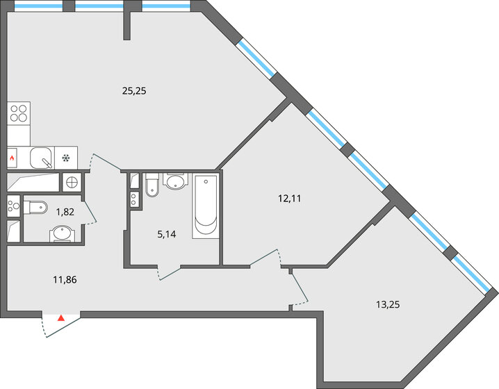 69,4 м², 3-комнатная квартира 9 680 000 ₽ - изображение 1