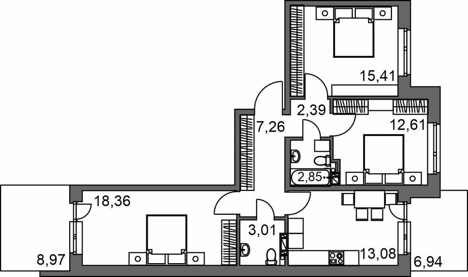 80,8 м², 3-комнатная квартира 9 161 626 ₽ - изображение 1