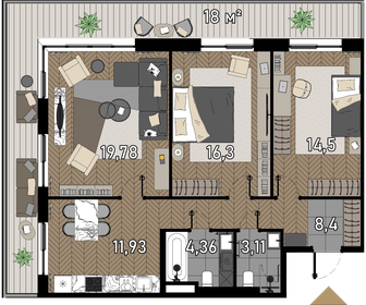 116 м², 3-комнатная квартира 75 000 000 ₽ - изображение 106