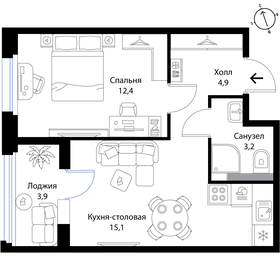 Квартира 37,6 м², 2-комнатная - изображение 1