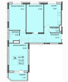 Квартира 78,4 м², 3-комнатная - изображение 1