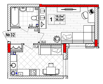 43,1 м², 2-комнатная квартира 3 650 000 ₽ - изображение 53