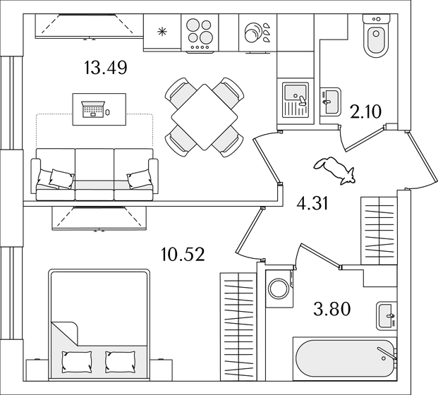 34,2 м², 1-комнатная квартира 7 746 246 ₽ - изображение 1