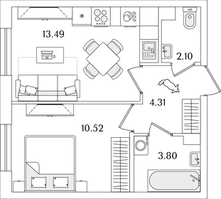 32,8 м², 1-комнатная квартира 7 482 899 ₽ - изображение 23