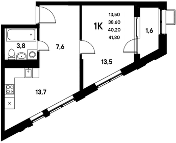 Квартира 40,1 м², 1-комнатная - изображение 1