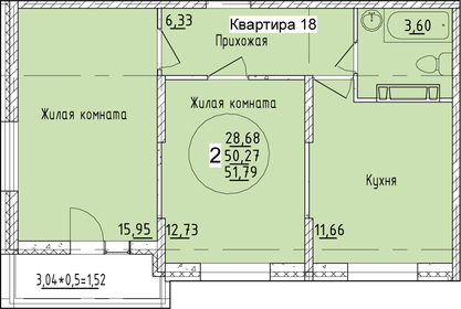 53 м², 2-комнатная квартира 7 124 465 ₽ - изображение 42