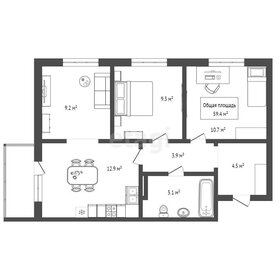 Квартира 59,4 м², 3-комнатная - изображение 2