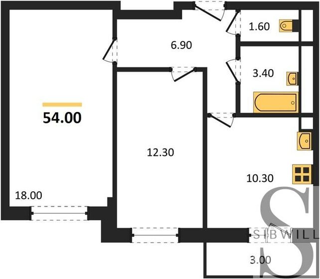 54 м², 2-комнатная квартира 6 200 000 ₽ - изображение 1