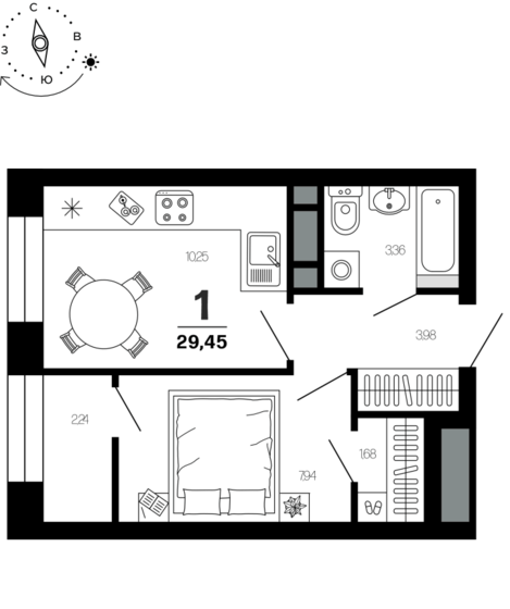 29,5 м², 1-комнатная квартира 3 812 220 ₽ - изображение 1